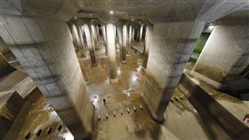 時隔4年，「地下神殿」的首都圈外郭放水路第2次啟動境內所有設施排洪／翻攝自江戶川河川事務所網頁