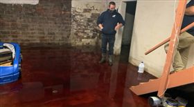 住屠宰場隔壁！他家地下室被「血洗」…滿地鮮紅飄發臭腐肉（圖／翻攝自Who TV）