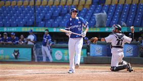 ▲亞錦賽大學生韓國隊選手朴東真在打擊區懊惱神情。（圖／中華棒協提供）