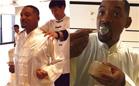 威爾史密斯 (Will Smith) 分享他在上海宣傳時，學了打太極、寫書法、包小籠包。微博