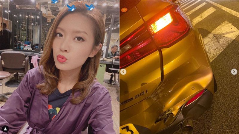 女星BMW名車遭撞凹！車禍慘照曝光