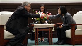 (16:9)總統接見荷蘭國會智庫訪問團（2）總統蔡英文（右）24日在總統府接見2019年荷蘭國會暨智庫訪問團，與荷蘭眾議員克洛爾（Henk Krol）（左）握手致意，希望台灣、荷蘭有更多的合作與交流。中央社記者鄭傑文攝　108年10月24日