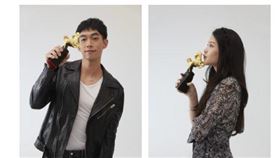 金馬56遞獎大使 - 王可元、徐鈞浩與陳品兒穿著AllSaints紀念T恤拍攝形象照
