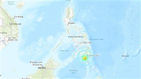 菲律賓南部（星號處）29日發生規模6.7地震。（圖／翻攝自美國地質研究所earthquake.usgs.gov）