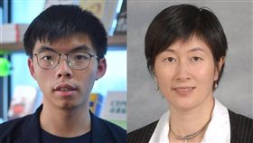 香港眾志秘書長黃之鋒（左）因其「民主自決」主張，被選舉主任蔡亮（右）褫奪區議員參選權。（中央社）