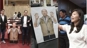 民進黨議員高閔琳，國民黨議員李雅靜，韓國瑜人形立牌，組合圖