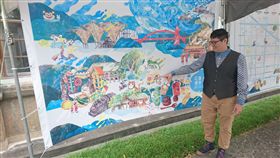 花蓮縣,青年繪製,花蓮漫步,尋回,溝仔尾記憶(圖/教育部提供)中央社
