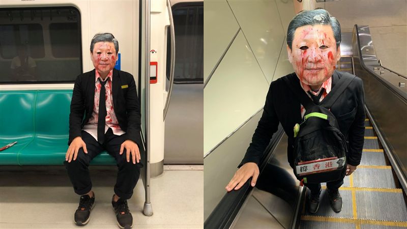慶萬聖節！他扮習近平「染血撐香港」