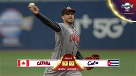 ▲加拿大先發投手阿蒙特（Phillippe Aumont）8局僅挨2安。（圖／翻攝自WBSC臉書）