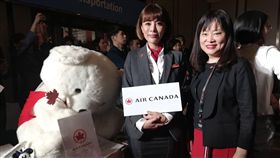 加航人型立牌空姐本尊將現身旅展2019ITF台北國際旅展8日將在南港展覽館登場，加拿大航空台灣區總經理陳美至（右）7日表示，這次特別請來人型立牌空姐本尊Joanna（左）為民眾服務。中央社記者汪淑芬攝　108年11月7日