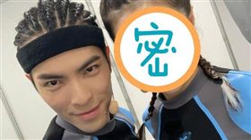 鍾楚曦,蕭敬騰,自拍,撞臉。翻攝自微博