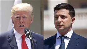 美國總統川普（左）9日表示，白宮可能將公布他4月與烏克蘭總統澤倫斯基之間的通話內容。（左圖為中央社檔案照片，右圖取自facebook.com/zelenskiy95）