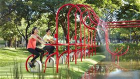 國際景觀建築師協會亞太區分區8日在菲律賓舉行景觀大賞頒獎，台北市大安森林公園以活水飛輪意象，獲社區營造類傑出獎。（台北市公園處提供）中央社記者梁珮綺傳真　108年11月10日