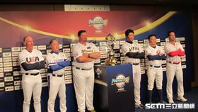 ▲世界棒球12強賽複賽6強總教練記者會洪一中稻葉篤紀金卿文。（圖／記者蕭保祥攝影）