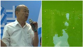 韓國瑜回防高雄…愛河變「抹茶綠」！市民嘆：連愛河也卡韓，組合圖／翻攝自公民割草行動、資料照