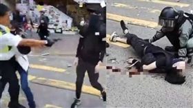 香港警察西灣河開實彈真槍　民眾中彈倒地（圖／翻攝自立場、進擊新聞）