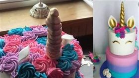美國密西根州一名媽媽日前為了幫女兒慶生，花了370美元（約新台幣11346元）在一間烘焙坊租借場地和訂購一造型蛋糕，沒想到在生日派對當天，不僅場地桌椅數量不足，更誇張的是「獨角獸」造型蛋糕上的角直接崩壞，乍看之下超像「陽具」。（圖／翻攝自KGET News YouTube）