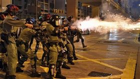 中國國家主席習近平會見香港行政長官林鄭月娥，泛民主派人士擔心這是強硬訊號，認為林鄭月娥可能會繼續以高壓手段對付「反送中」示威者。圖為港警20日在九龍施放多枚催淚彈。（檔案照片／共同社提供）