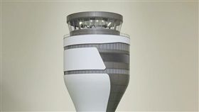 桃機新塔台年底啟用，由法國設計團隊設計，造型靈感來自野柳女王頭。（民航局提供）