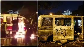 香港抗爭５個月，燒警車首例發生，11/12晚間燒警車。（圖／翻攝自發聲社臉書）