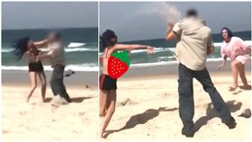 澳洲比基尼辣妹，爬古蹟被制止惱怒，朝警衛丟沙吐口水。（圖／翻攝自Queensland Police Service臉書）