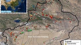 東突厥斯坦民族覺醒運動（ETNAM）提供182個疑似維吾爾人「集中營」的地理座標。（圖取自ETNAM網頁nationalawakening.org）