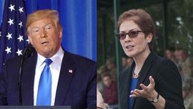 前美國駐烏克蘭大使尤凡諾維契（右）針對總統川普彈劾調查於國會作證時，川普在推特發文攻擊，引發尤凡諾維契抗議稱受到脅迫。（左圖為中央社檔案照片；右圖取自維基共享資源，7th Army Training Command，CC BY 2.0）