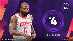 ▲火箭塔克（P.J. Tucker）上籃放槍還跌出場，糗登《俠客真烏龍》。（圖／翻攝自NBA on TNT）