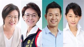 2020立委選舉，高雄市第3選區將由尋求連任的民進黨立委劉世芳（左）迎戰國民黨現任不分區立委黃昭順（左2），第三勢力民眾黨莊貽量（左3）、無黨籍郭新政也加入戰局。（圖為各立委參選人提供、取自facebook.com）
