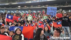 ▲12強中澳戰，台灣球迷舉國旗加油。（圖／記者王怡翔攝影）