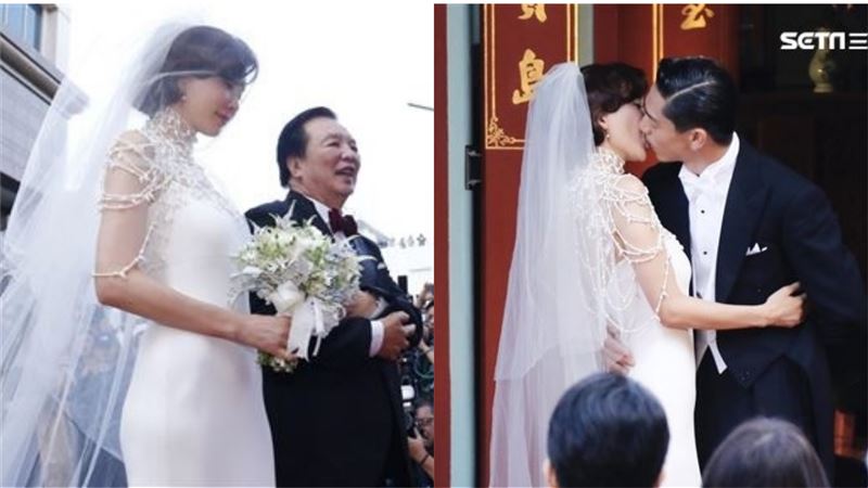 婚禮之吻親2次　林志玲甜曬絕美婚紗