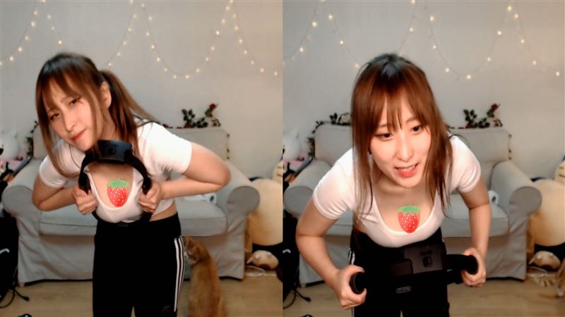 豪乳實況主玩健身環　網驚見Y字領域