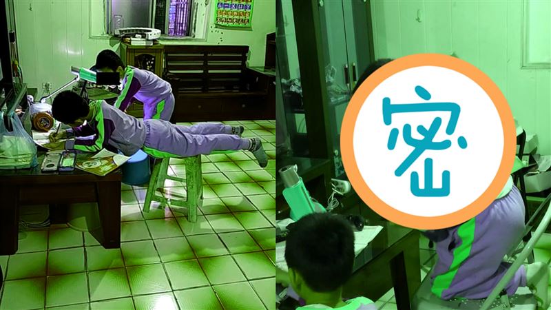 兒寫功課模樣她超崩潰　網：練武奇才