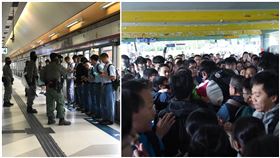 香港地鐵11/20復課，三罷運動，交通出現狀況，示威者阻擋車門。(圖／翻攝自Spark撻著 臉書）