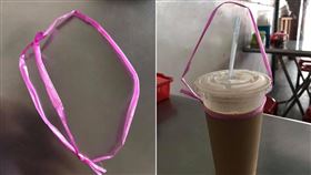 高雄一名網友今（22）早買飲料時，發現店家在杯子上套了兩條紅繩，仔細一看居然是隨手可得的「尼龍繩」，經巧手一變成了超牢固提袋，讓原PO大讚環保又創意。（圖／翻攝自爆廢公社）