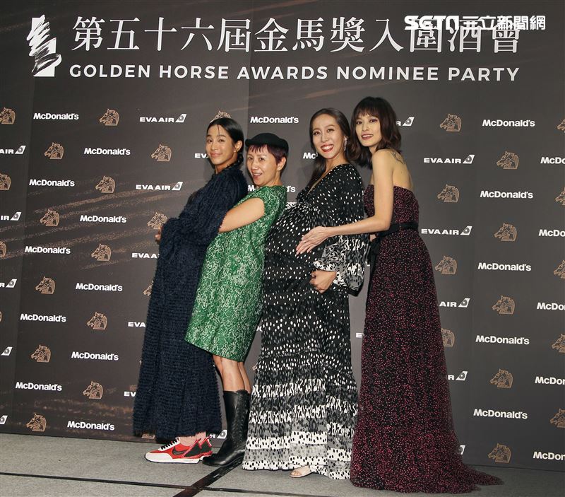 入圍金馬獎最佳女配角演員左至右溫貞菱、陸弈靜、張詩盈、姚以緹。（記者邱榮吉/攝影）