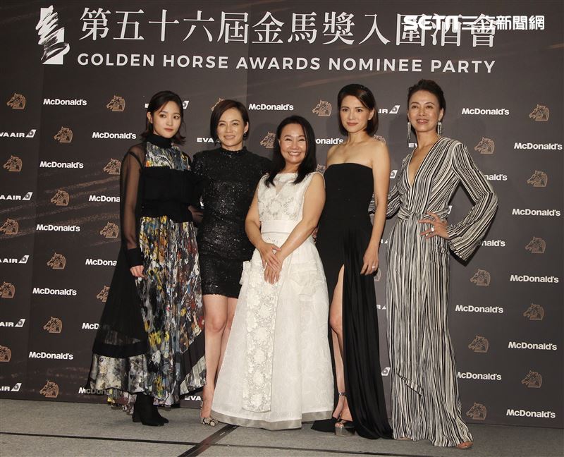 入圍金馬獎最佳女主角王淨（由左至右）楊雁雁、呂雪鳳、李心潔、柯淑勤。（記者邱榮吉/攝影）