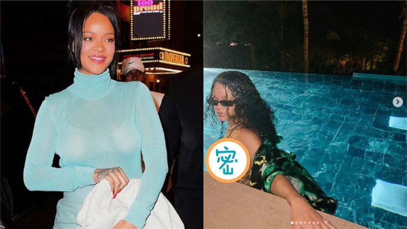 蕾哈娜夜泡泳池！核彈級雙峰炸出水面