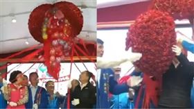 彩球吞掉侯友宜的頭，民眾提供