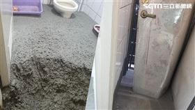 水泥倒灌家中。（圖／受害者廖小姐提供）