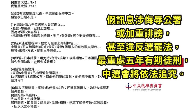 網傳選票調包　中選會：造謠依法移送