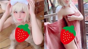 試穿妹全裸泡湯 一片肉色網暈了（圖／翻攝自推特@mocidukimochico）
