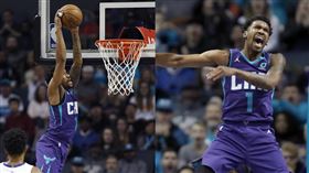 ▲黃蜂葛拉罕（Devonte' Graham）和隊友孟克（Malik Monk）含演空中接力。（圖／美聯社／達志影像）