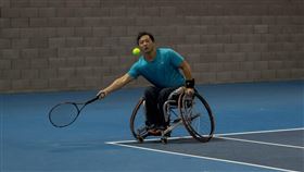 ▲2019明德快樂盃臺北國際輪椅網球公開賽，台灣選手戴加揚。（圖／輪轉活動整合工作坊提供）