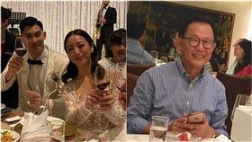 毛加恩婚禮還有他！任新娘羅雯證婚人　丁守中揭不解之緣
合成圖翻攝自丁守中臉書