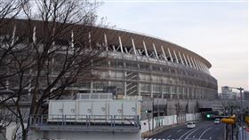 東奧主場館　預計年底完工大部分的東京奧運場館預計今年底或明年初完成。圖為東奧主場館、由建築大師隈研吾設計的新國立競技場。預計今年底完工。中央社記者楊明珠東京攝　108年3月18日