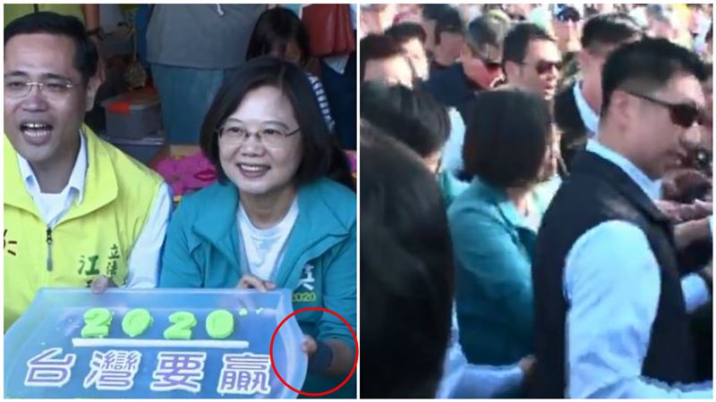 不捨！英粉搶握手　小英握到手戴護腕