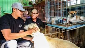 ▲陳偉殷到台南「徐春水流浪動物之家」，捐出義賣所得。（圖／國泰金控提供）
