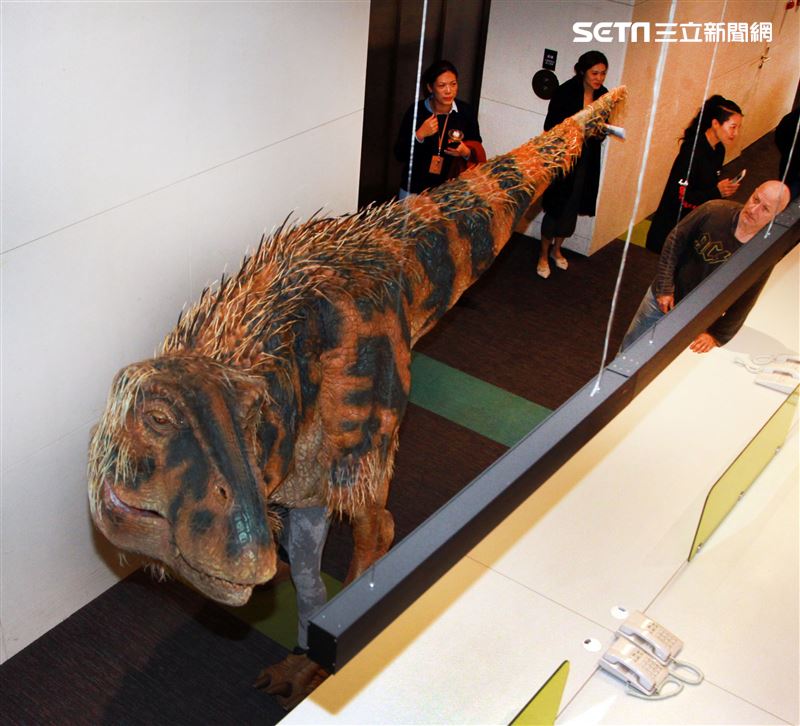 「與恐龍共舞」不得了爆龍闖進辦公室。（記者邱榮吉/攝影）