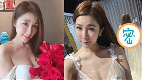 林蓓貝因工作關係試穿透視白紗。（圖／翻攝自林蓓貝臉書）